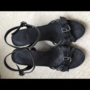 Aerosols Black Strappy Wedge Size 8.5